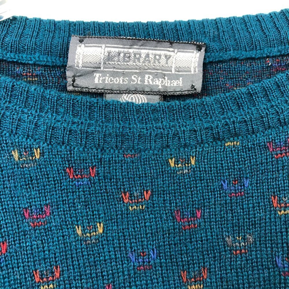 Tricots St. Raphael Library Green Wool Sweater Size XL - Picture 3 of 5